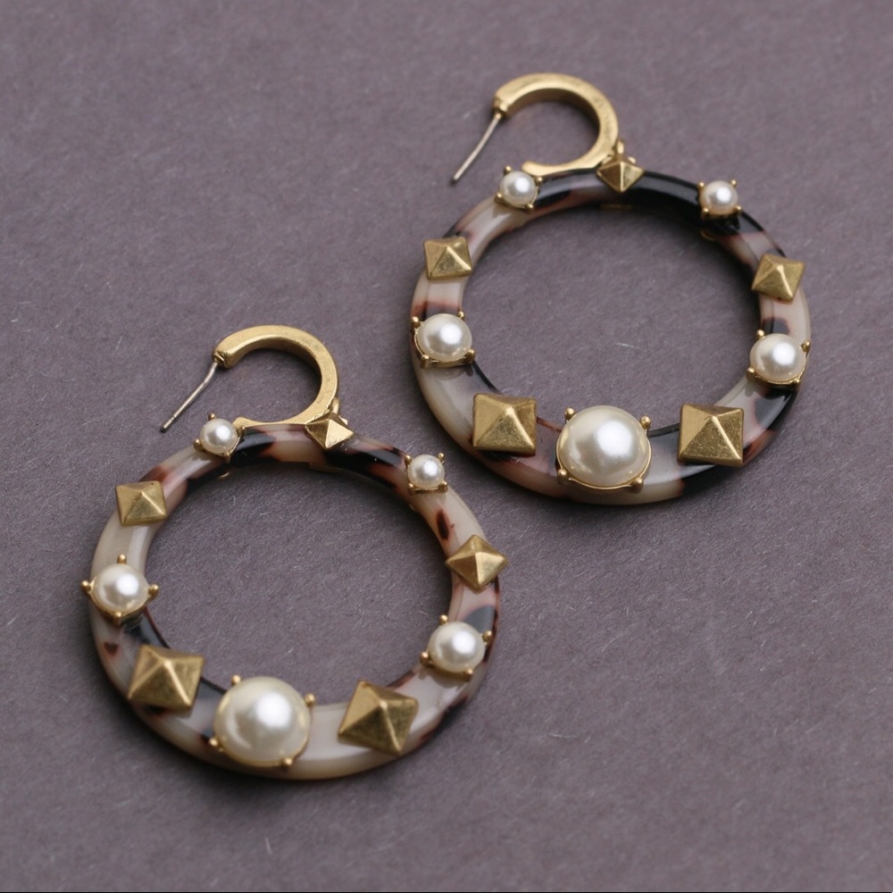 Stella & dot tortoise hoop drop Earrings